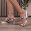 Fashion Crystal Cross Strap Transparent Heeled Sandals for Women Summer 2025 Fashion Clear PVC Thick High Heels Slippers Woman Plus Size