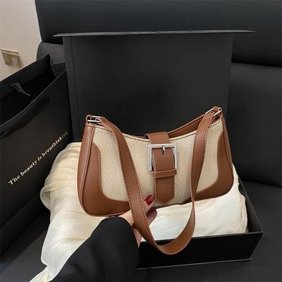 New Simple Contrasting Color Splicing Shoulder Armpit Bag Fashionable Personality High Value Trend Women's Bag