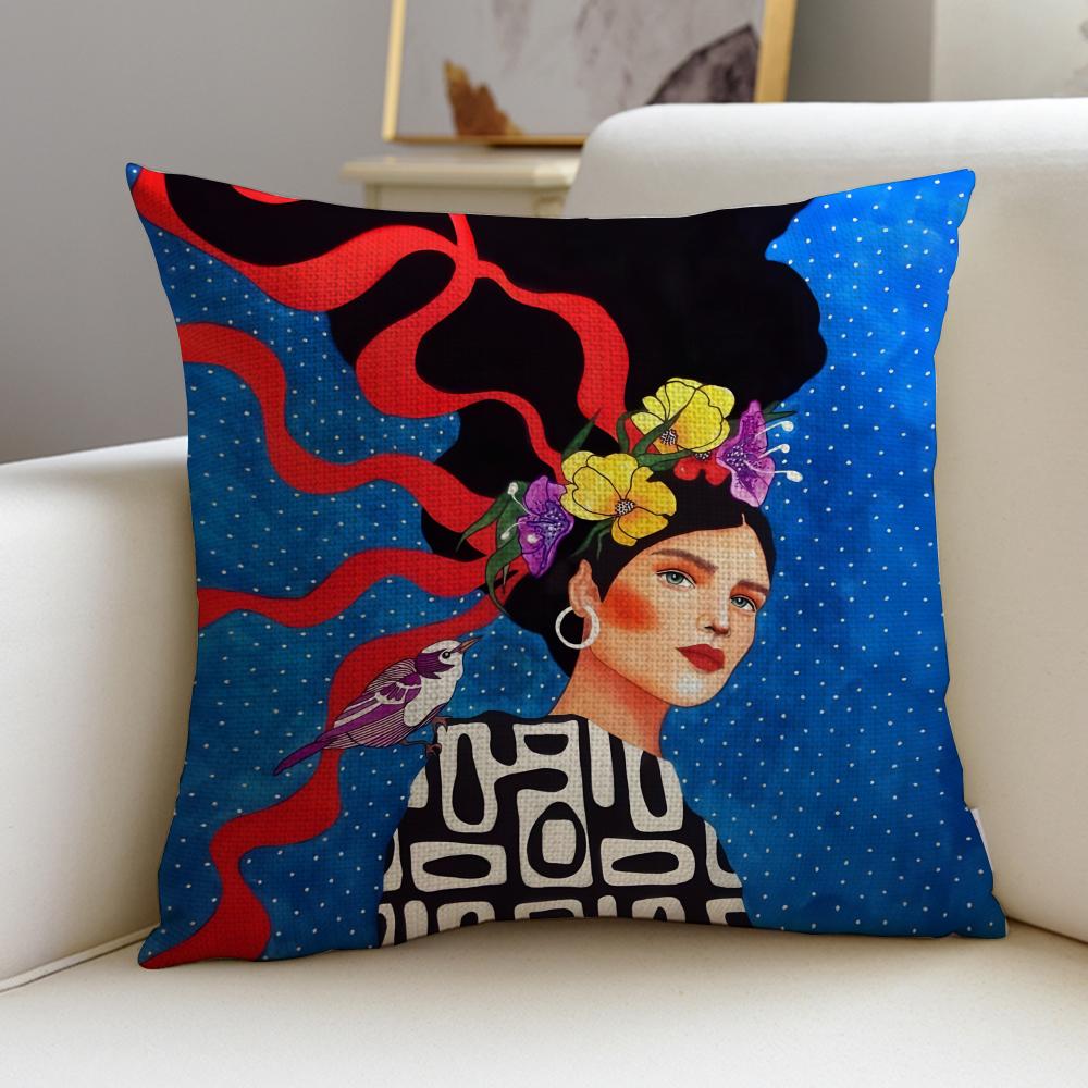 Stylish Fashion Abstract GirlS Cushion Cover Breathable and skinfriendly linen pillowcase square removable and washable cushion
