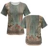 Post Surgery Women Short Sleeve Shirt Floral Print Zipper Shoulder Side Velcro Closure Comfortable Recovery Top for Medical Use