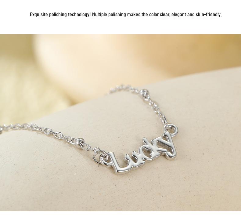 925 Sterling Silver Letter Pendant Necklace - Women's Simple Lock Clavicle Chain Fashion Choker