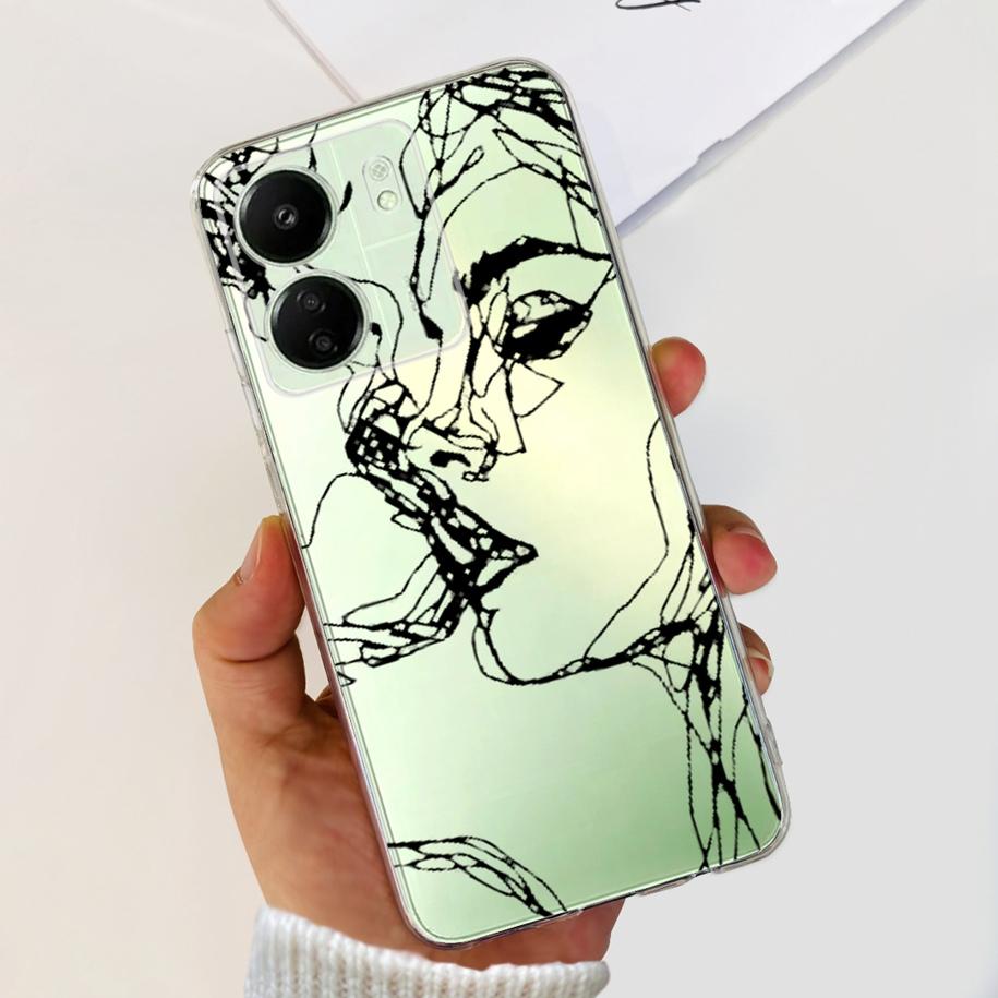 For Xiaomi POCO C65 Case Transparent Silicone Soft TPU Phone Cover For Xiaomi Mi Poco C65 Protective Bumper PocoC65 Flower Funda