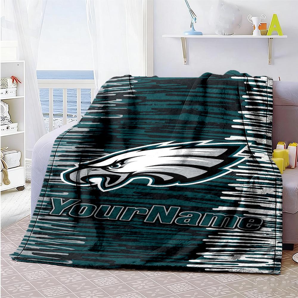 Philadelphia Eagles Customize Text Blanket Throw Personalized Blanket Soft Warm Cozy For Bedding Home Decor Chair Bed For All Occasions