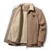 Men's High-End Fleece-Lined Corduroy Jacket - Loose, Casual, Warm Outerwear for Autumn and Winter.