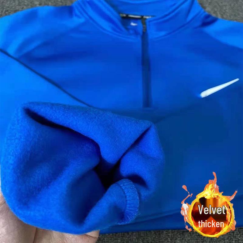 Top de Antrenament Rezistent la Vânt, cu Mânecă Lungă, cu Uscare Rapidă, pentru Bărbați și Femei, pentru Toamnă/Iarnă - Cu Fermoar pe Jumătate, Echipament pentru Alergare și Fitness