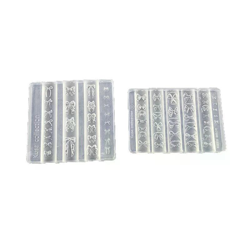 3D Bowknot Silicone Nail Mold Mixed Sized Shaped Bow Soft Stamping Plates Kawaii Ballet Bow DIY Manicure Art Mould Tools