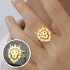 My Shape Lion Head Rings Stainless Steel Animal Lion King Open Adjustable Finger Ring Fashion Punk Jewelry Party Gifts Boys Men
