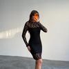 Womens Sexy Slim Lace Long Sleeve Dress Solid Color Daily Party Travel