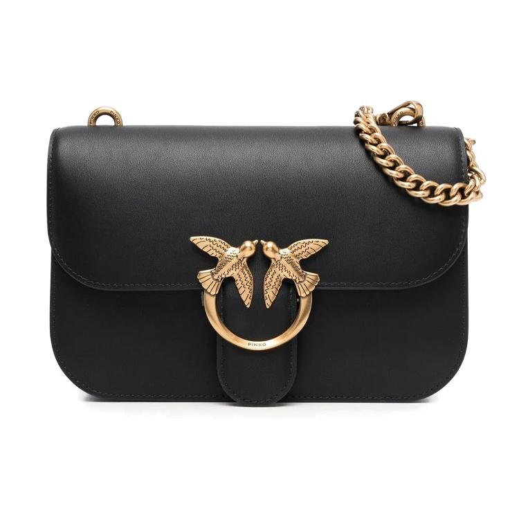 New PINKO Calfskin Shoulder Bag Women's Black 1P22U1-Y5H7-Z99Q