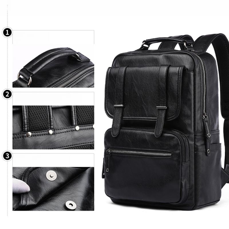Męski Plecak Plecak ze Skóry PU Duże Plecaki na Laptopa Męski Czarny Tornister dla Nastolatków Chłopców