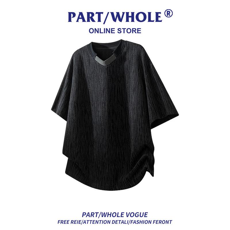 PART/WHOLE Men s Textured Colorblock Round Neck T-Shirt 3XL чёрный