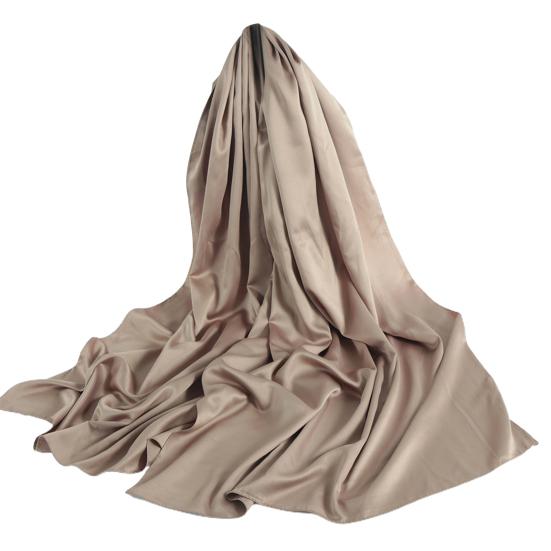 Women Scarf Solid Color Matte Autumn Winter Smooth Long Turban Shawl for Daily Wear