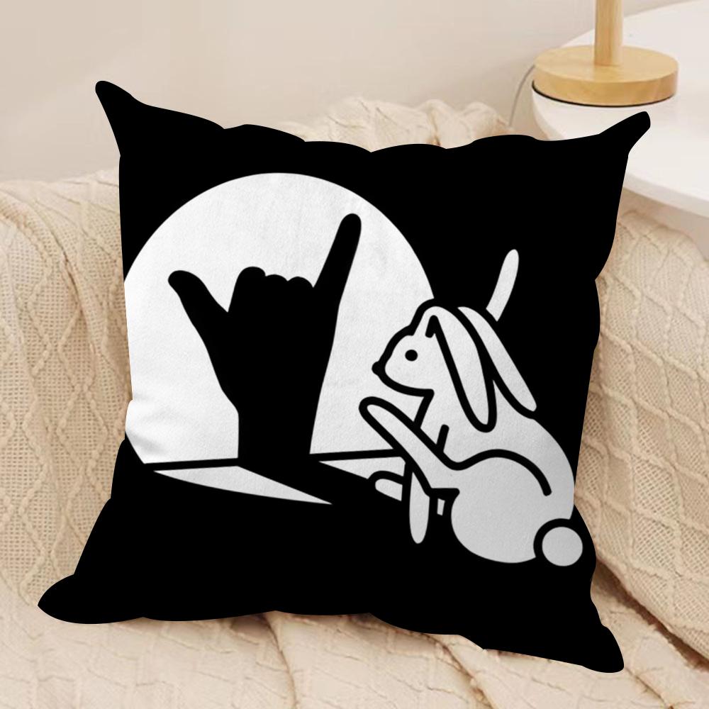 Funny Rabbit Hand Cushion Cover Short Plush Doublesided Print Square Throw Pillow Covers Sofa Home Cushion Decor
