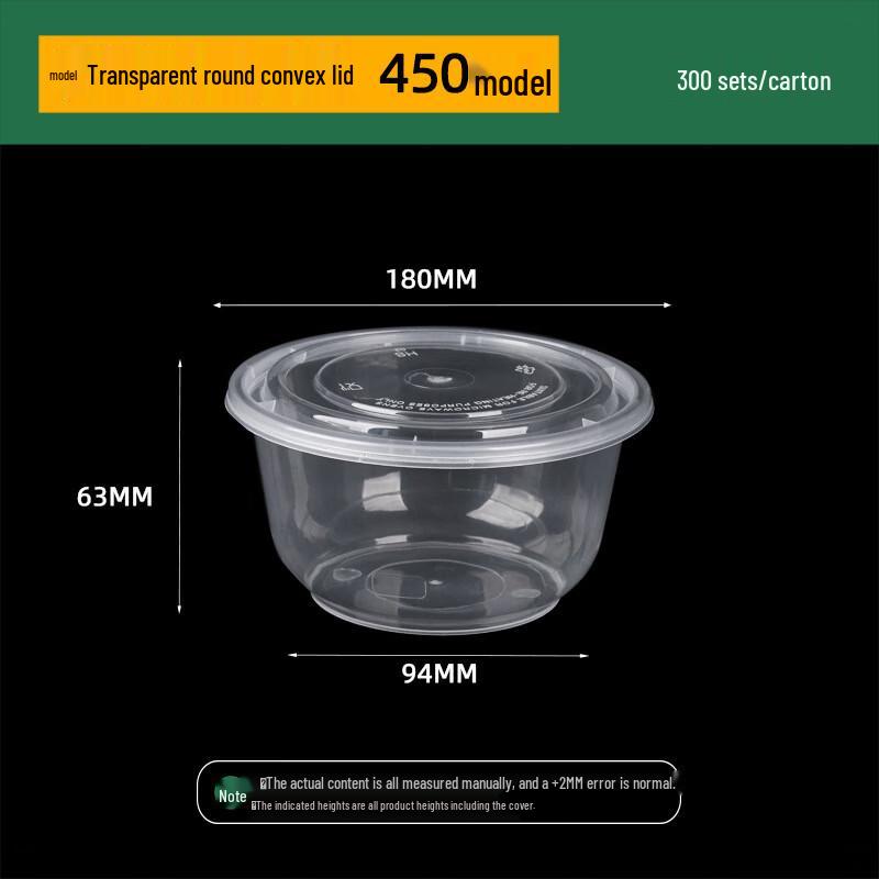 Disposable Transparent Plastic Round Food Containers with Lids