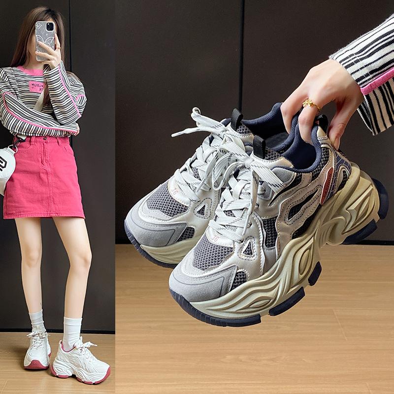 Korean version of the new dad shoes for women 2025 spring student sports running shoes casual shoes platform height increase FB9962