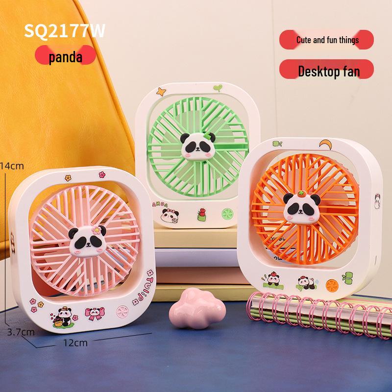 USB Rechargeable Silent Cartoon Mini Desktop Fan for Dorms and Offices