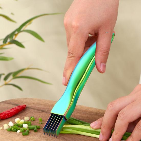 Stainless Steel Chopped Green Onion Knife Multi-Blade Kitchen Herb Cutter Multifunctional Scallion Shredding Tool Household Vegetable Slicer Gadget