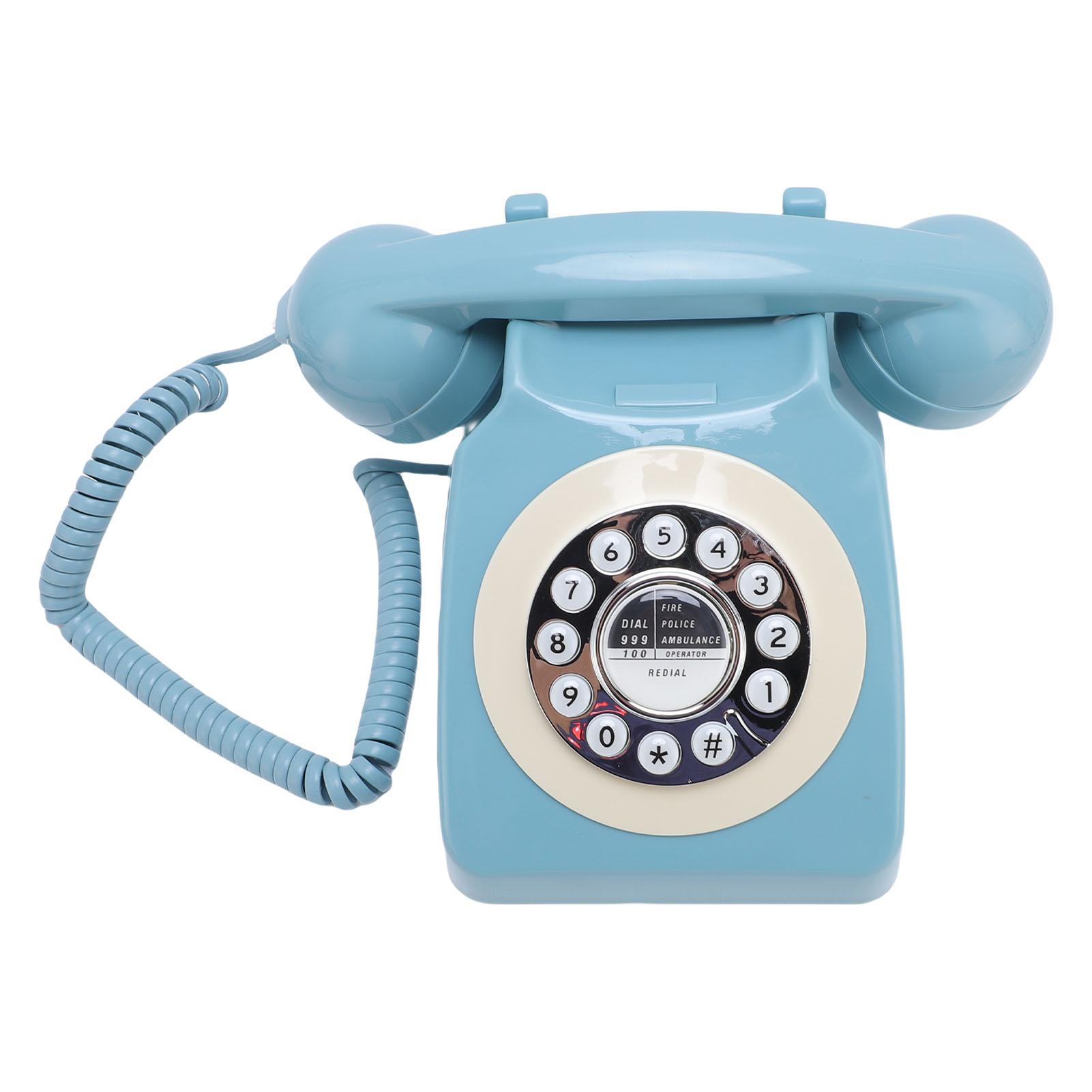 

Ретро стационарный телефон с регулируемой громкостью, антипомеховый, винтажный проводной телефон с клавишей набора номера, стол