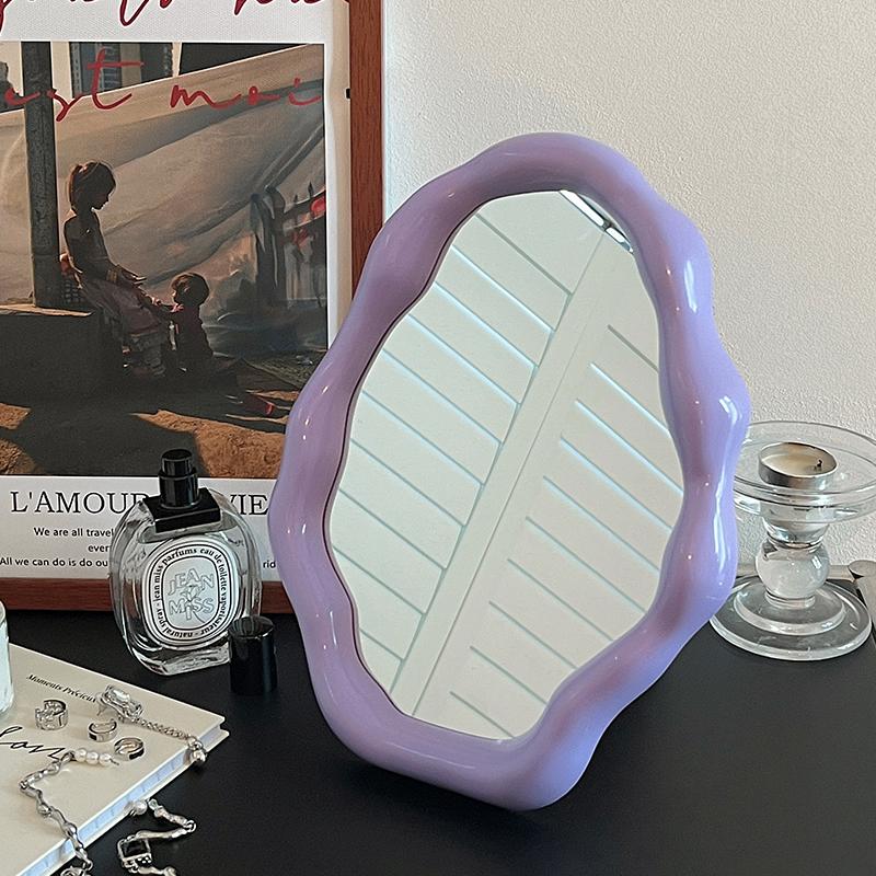 Cream Style Makeup Mirror Series Irregular Decoration Cloud Makeup Mirror Desktop Stand Desktop Home Makeup Mirror