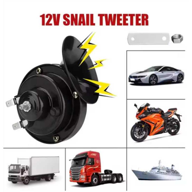 12V 24V 48V Super Loud Motorcycle Waterproof Snail Horn Sound Monophonic Scooters Motorcycle Accessories Electric Moped Horn