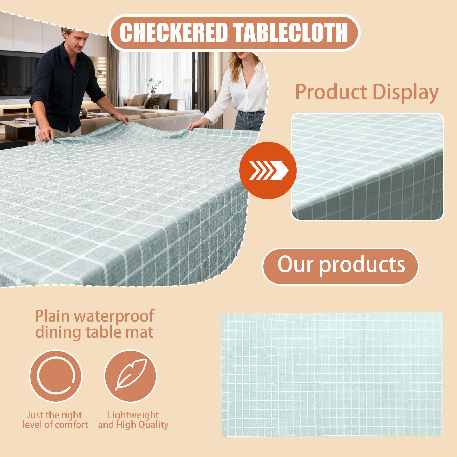 

Nordicstyle PEVA Plaid Tablecloth No-washwaterproof, Oil-proof And Dust-proof Table Mat Plastic Plaid Coffee Table Tablecloth One Size синій
