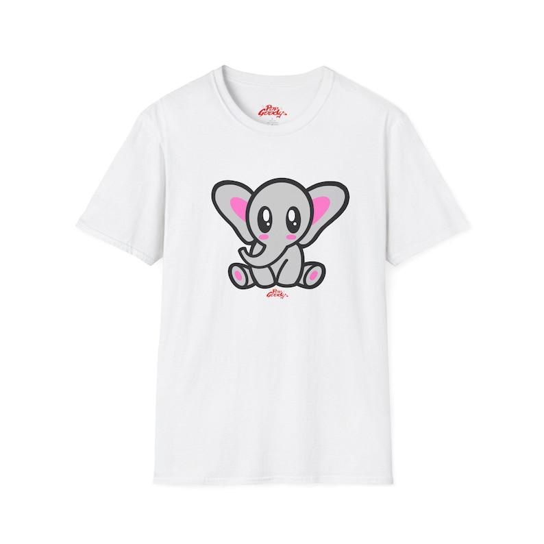 Cute Baby Elephant Illustration T-Shirt | Kawaii Animal Tee 100