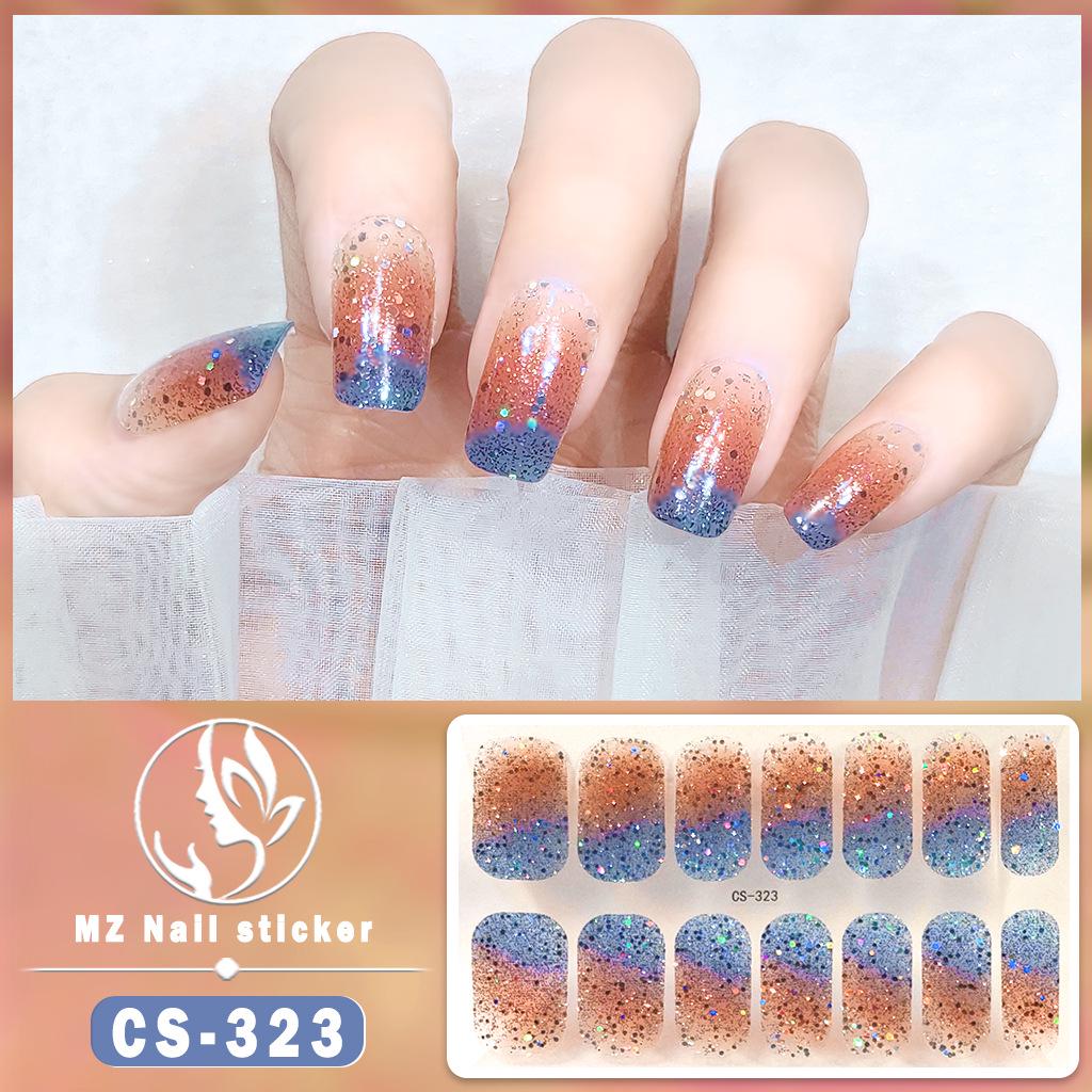 CS Waterproof No-Bake Gel Nail Polish: Full-Cover Korean-Style Multi-Color Glitter Nail Art Stickers