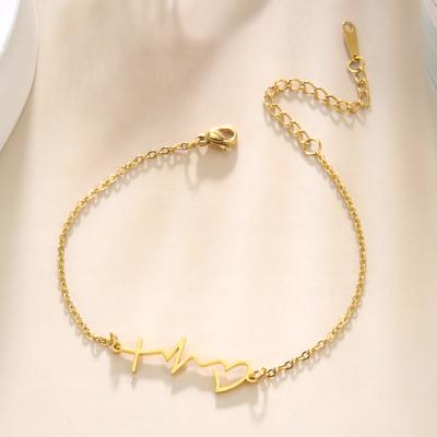 Simple Creative Line EKG Heartbeat Pendant Bracelet For Women Versatile Fashion Jewelry