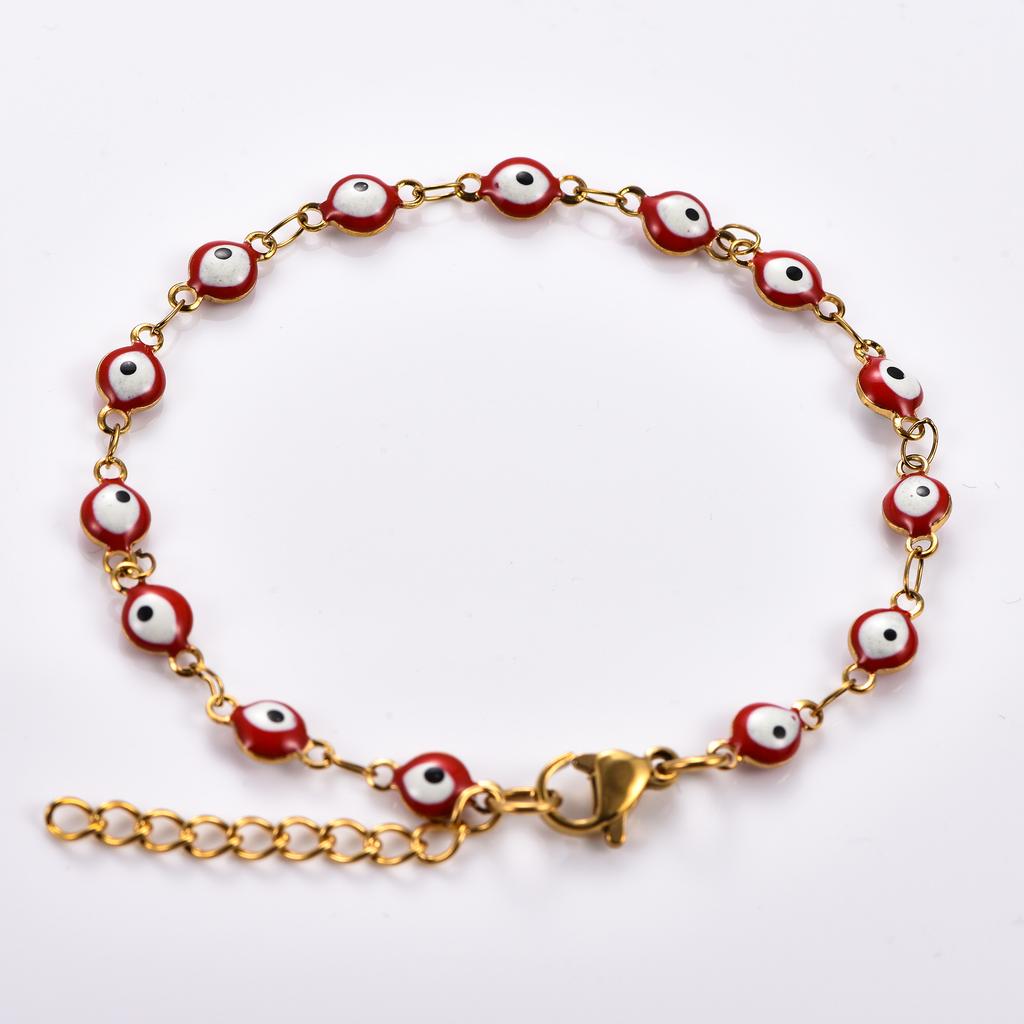 4mm Stainless Steel Round Turkish Evil Eye Bracelet Link Hand Chain for Women Girl Wristband Anklets Metal Jewelry Summer Gift