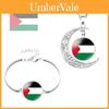 Handcrafted Palestinian Flag Design Moon Pendant Necklace Factory Direct Sale