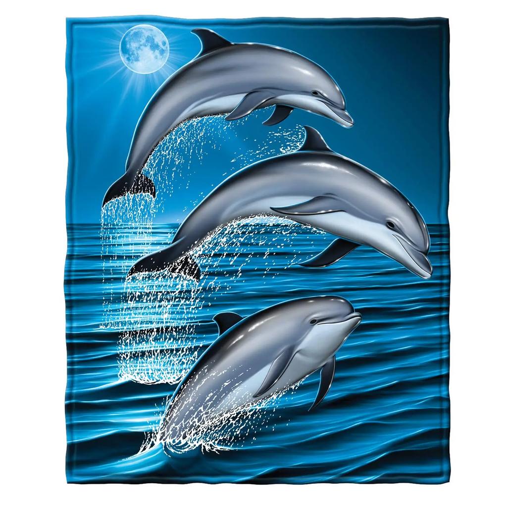 Dolphin Throw Blanket, Soft  for Girl Kid Teens Adults, Fleece Cute   Warm Cozy   Bed Crib or Couch