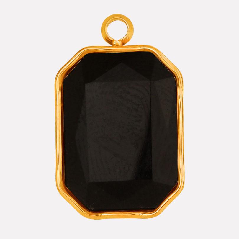 High Quality Big Glass Rhinestone Stainless Steel Rectangle Charms For Jewelry Making Supplies Real Gold Plated No Fade Pendants