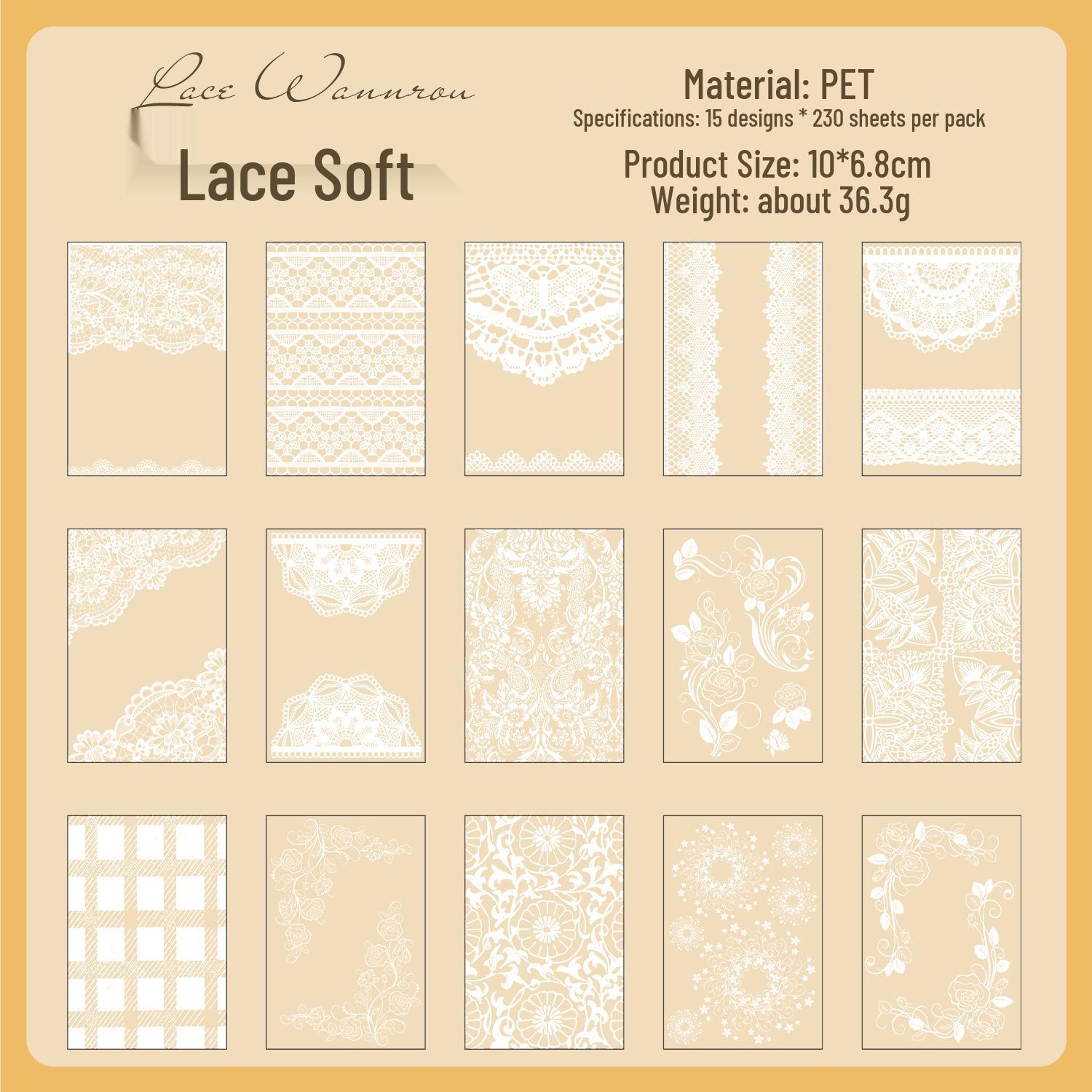 Dark Shadow Lace Border Journal Sticker Book - 6 Styles