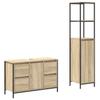 Bathroom Furniture Set with Shelf 2 Pcs Sonoma Oak and Black