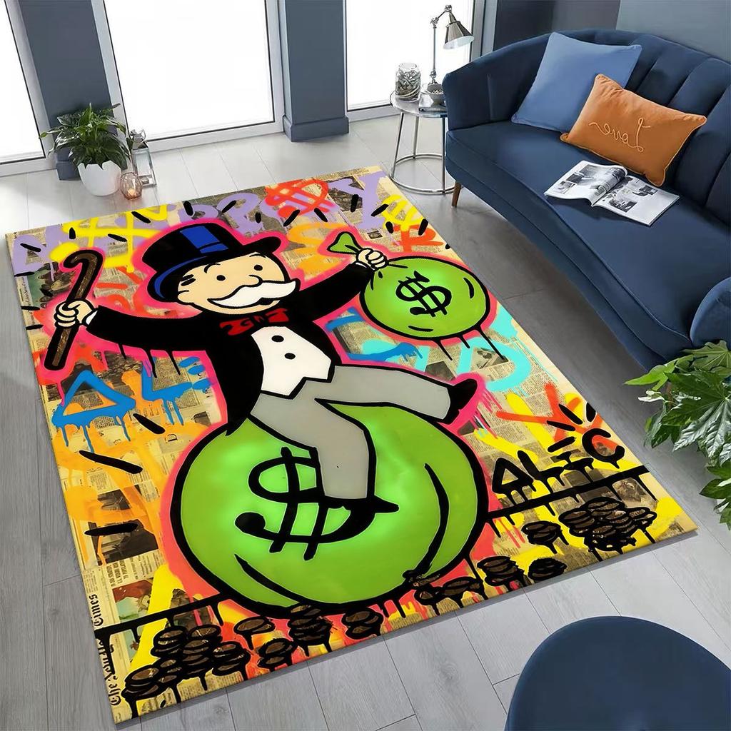 Rich Cartoon Monopoly Dollar Game Money Rug for Bedroom Living Room Sofa Home Doormat Decor,Large Kids Play Non-slip Floor Mat