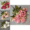 11 Head Polish Rose Buds Silk Bouquet For Wedding Photography Home Decor