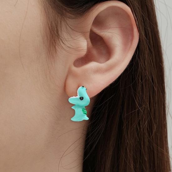 1 Pair Cartoon Animal Bite Earrings Multi Shapes Shark Hippo Dinosaur Whale Resin 3D Biting Ears Stud Earrings Christmas Jewelry Gifts