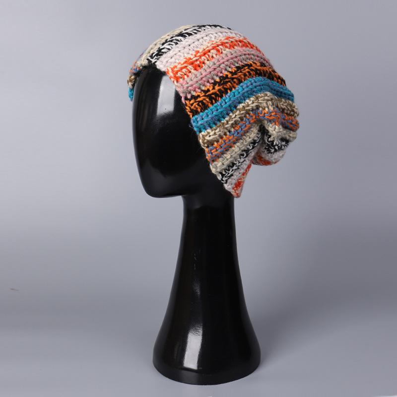 Cappello da Donna in Lana Lavorato a Maglia con Ferri a Bastoncino Stile Giapponese Cappello a Berretto a Strisce in Lana Colorata Caldo da Uomo per l'Inverno Protezione per le Orecchie