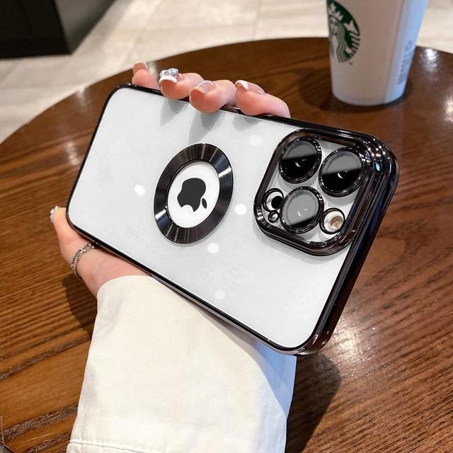 

Роскошный мягкий силиконовый прозрачный чехол с отверстием для логотипа для Iphone 14 13 12 11 Pro Max Xr Xs X 7 8 Plus, защитная крышка для объектива for 14 plus чёрный