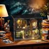DIY Miniature House Wooden Assembly Kit with LED Lights, Bookshelf Decor, Adult Craft, Birthday Gift