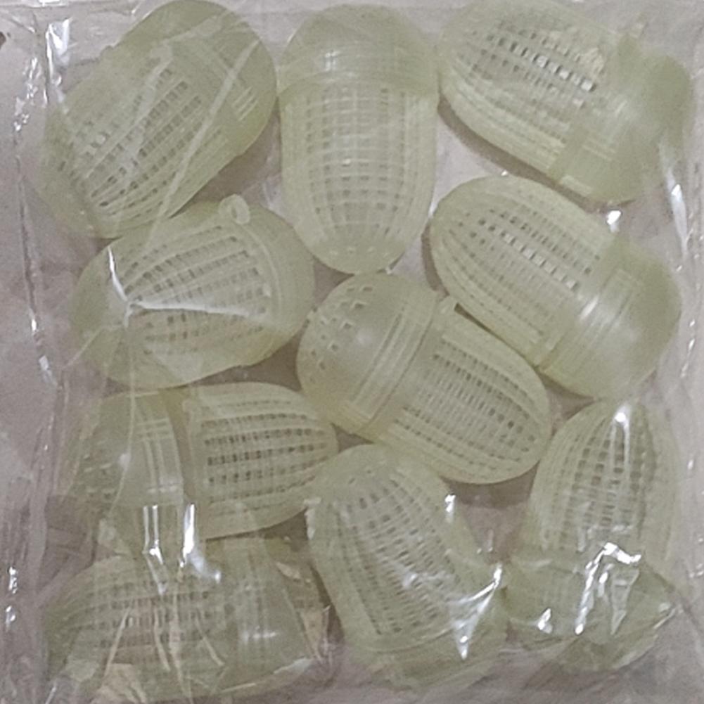 10pcs Fishing Baits Basket Feeder Luminous Carp Fishing Bait Cage Attract Fish Shrimp Earthworm Tackle Accessories Tool
