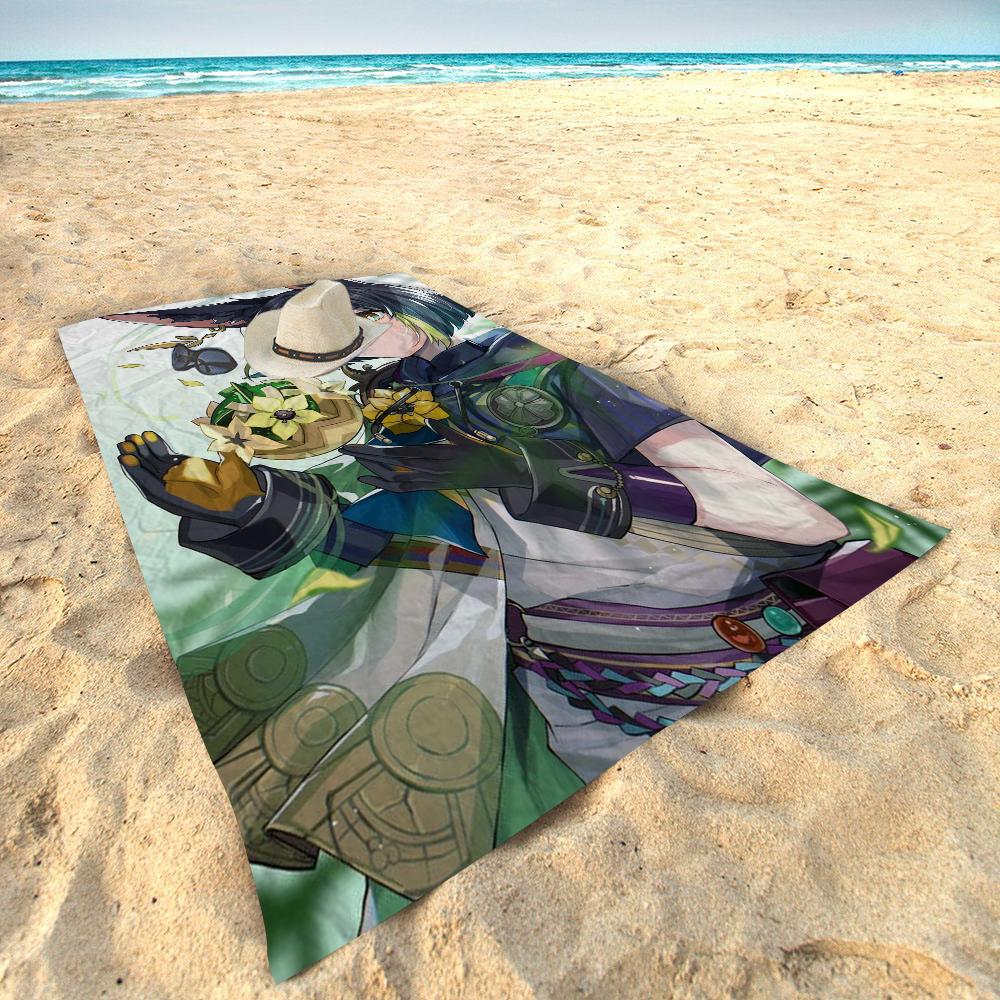 Tighnari Genshin Impact Beach Towel Cartoon Cute Summer Kids Large Bath Pool Beach Towel Microfiber for Swimming Travel