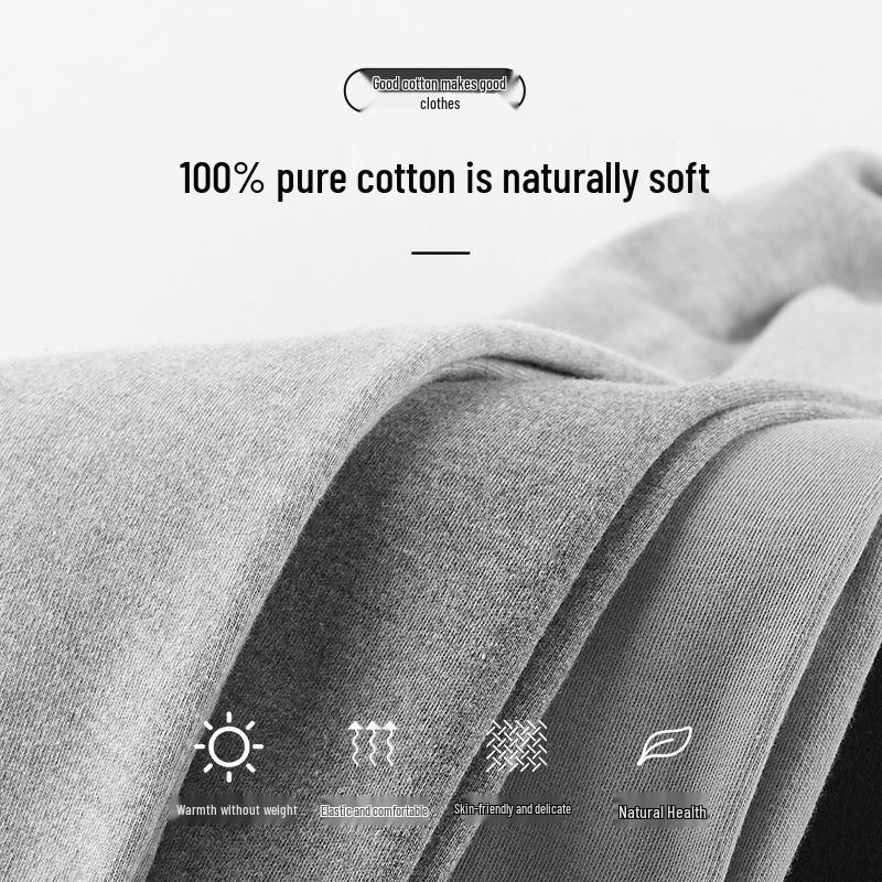 Men's Slim Fit All-Cotton Long Johns Set, Warm Thin Base Layer, Perfect for Autumn and Winter