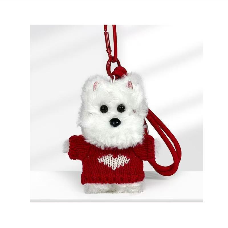 Car Rearview Mirror Pendant Dog Pendant Backpack Accessory Fur Decoration Cute Black Green School Bag Decoration