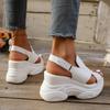 New Summer Comfortable Round-toe Wedge Light Roman Sandals Non-slip Thick-soled Lace-up Casual Sneakers for Women