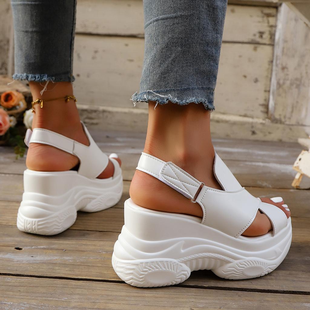 New Summer Comfortable Round-toe Wedge Light Roman Sandals Non-slip Thick-soled Lace-up Casual Sneakers for Women