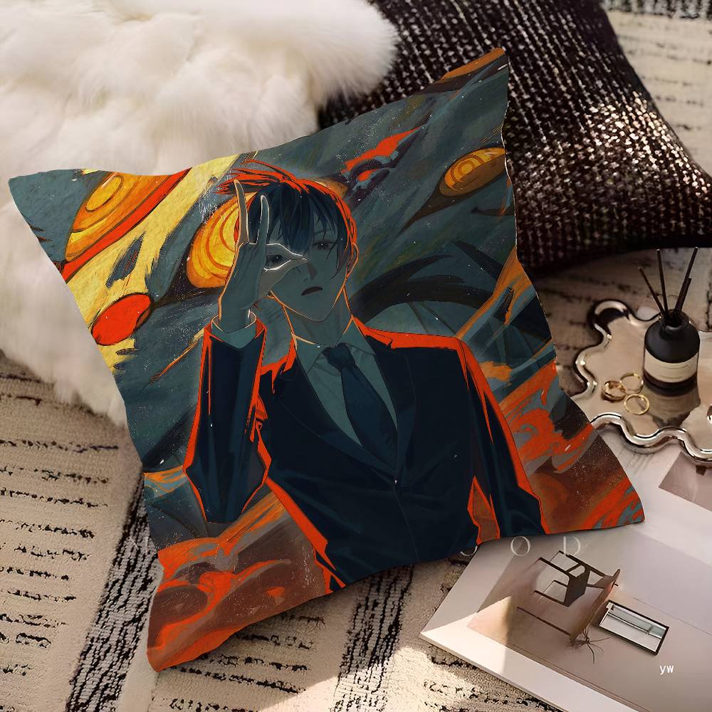 Anime CChainsaw MMan Cushion Cover Inches Farmhouse Decor Home Throw Pillow Covers For Couch Decorations