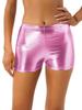 Damen Mädchen Tanzshorts Club Wear Metallic Shorts Rave Booty Shorts Glänzende Unterteile für Tanzfestivals Kostüme