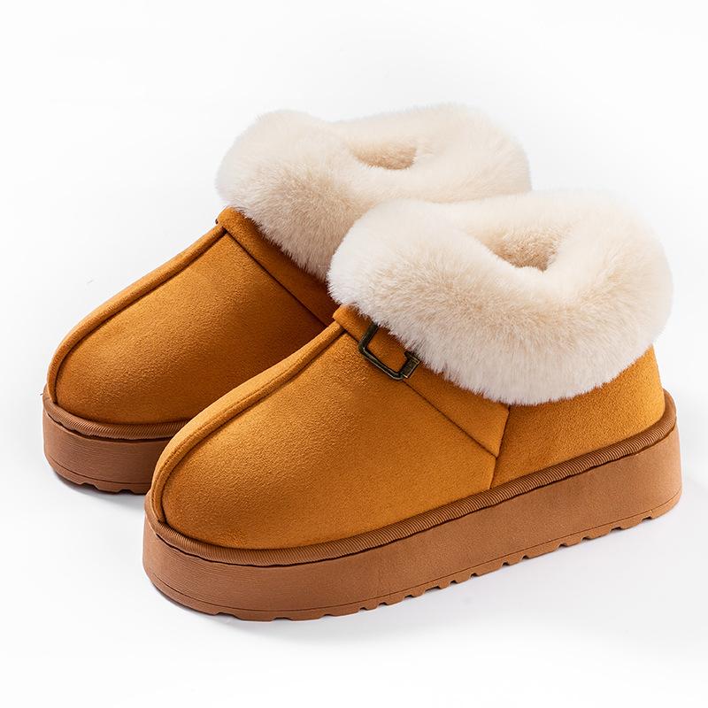 Plush Shoes for Women In Autumn and Winter, Thick Soled Bags, Cotton Shoes with Plush Insulation for Indoor and Outdoor Wear, Cotton Slippers