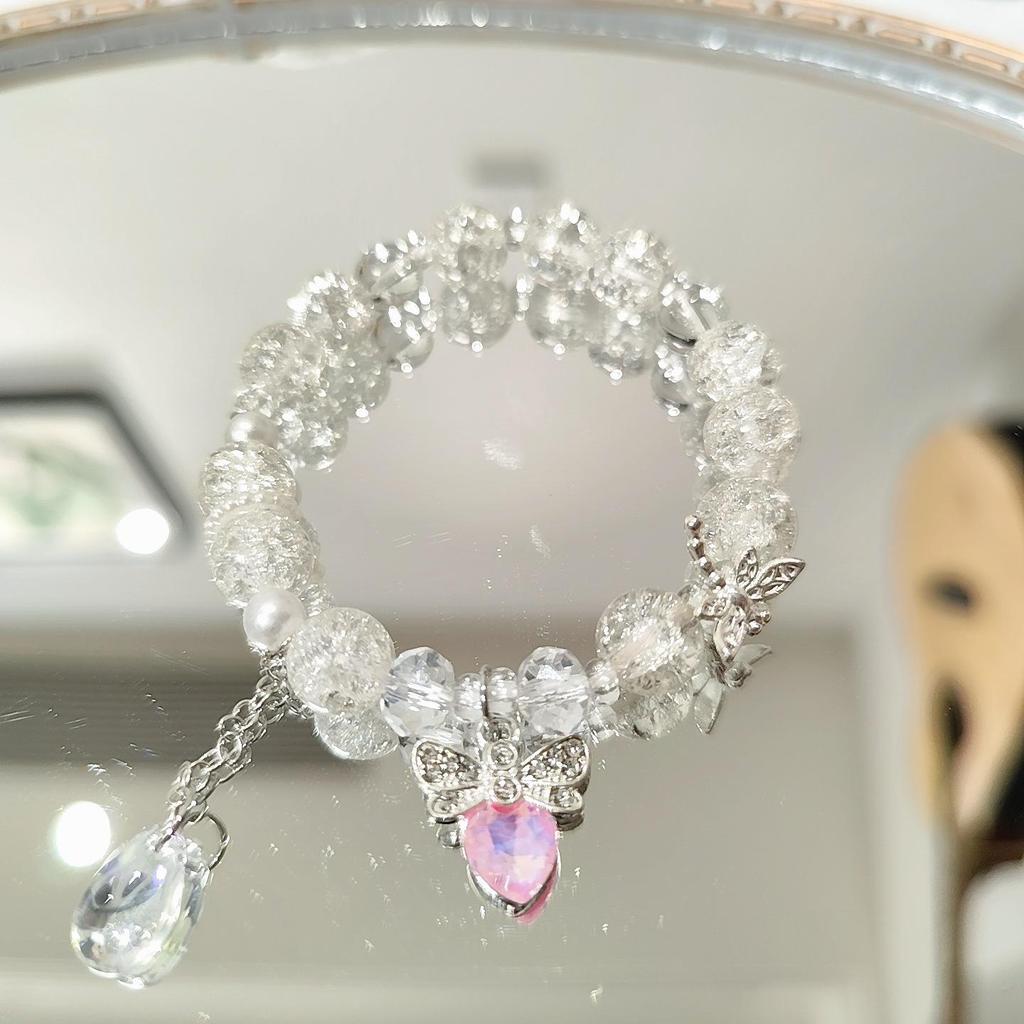 Silver Double Ring Blessing Bracelet: Sleek Ins Style, Niche Design, High-End Women's Accessory